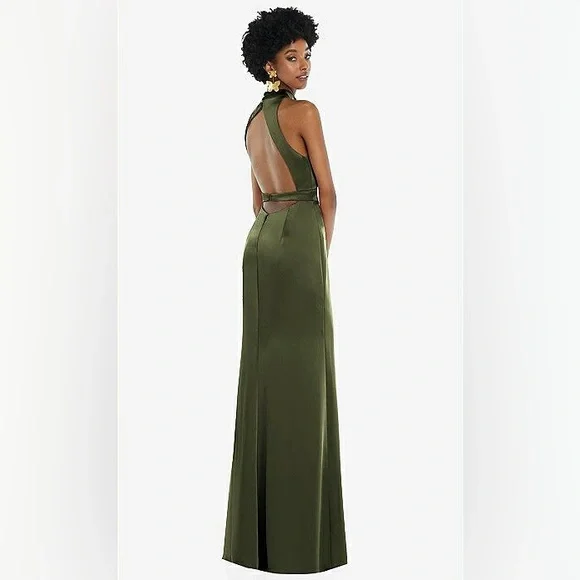 green charmeuse dress Irene Charmeuse Crinkle Dress US12 / EMERALD main image 1